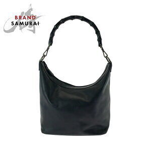 GUCCI Bamboo Black Leather Hobo Bag